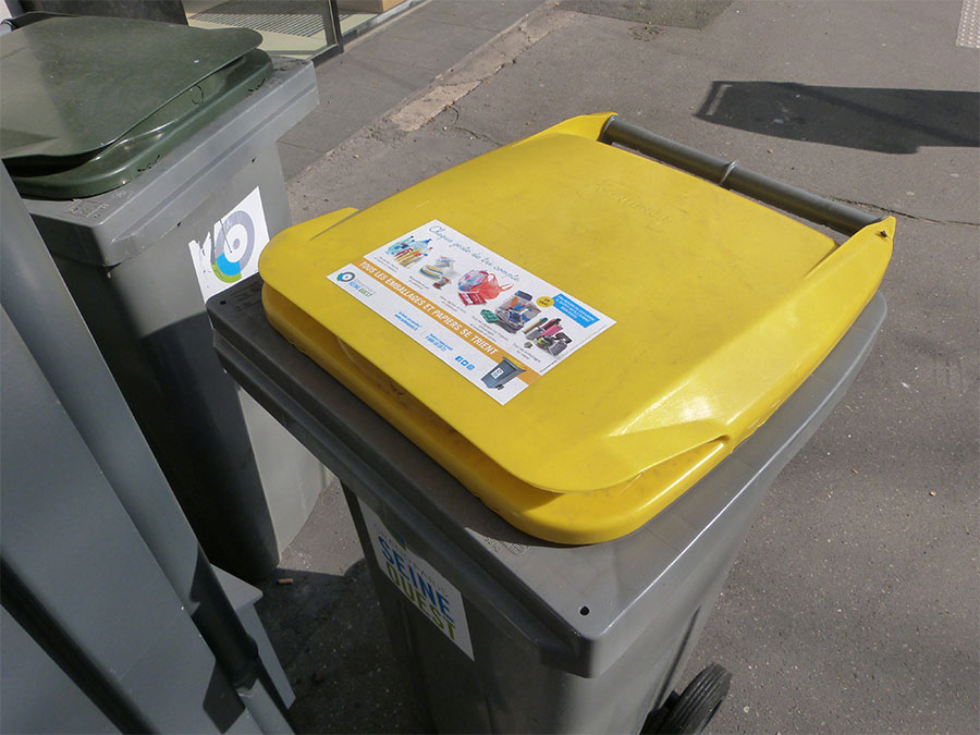 Bac jaune - poubelle de tri sélectif - Grand Paris Seine Ouest