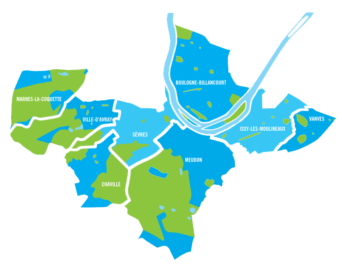 Carte du territoire de Grand Paris Seine Ouest
