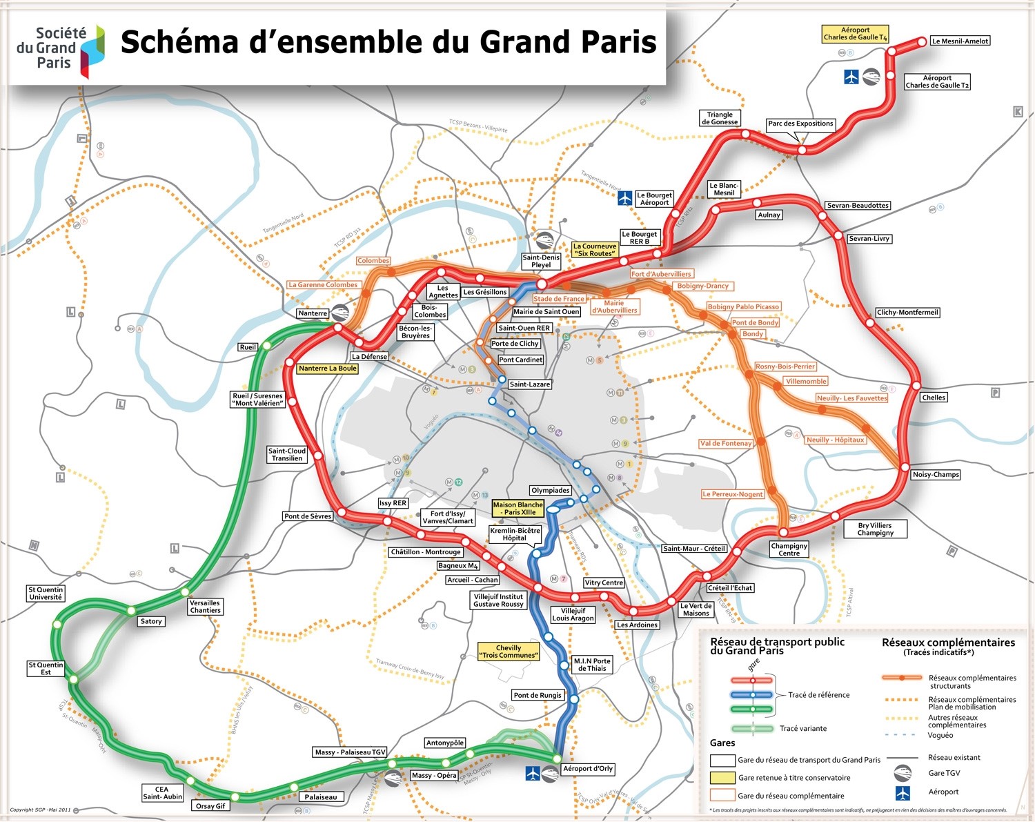 Schéma d'ensemble du Grand Paris Express