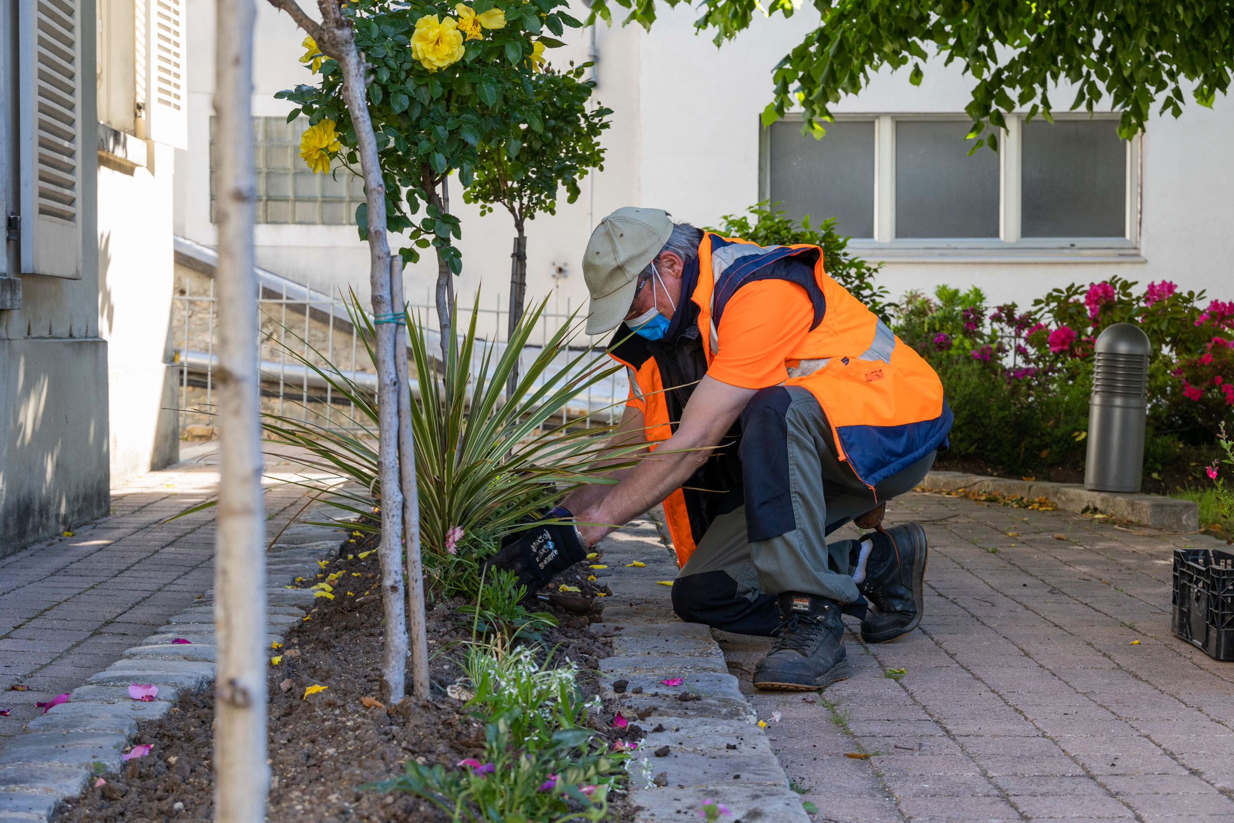 Jardiniers à Ville-d'Avray, fleurissement estival 2021